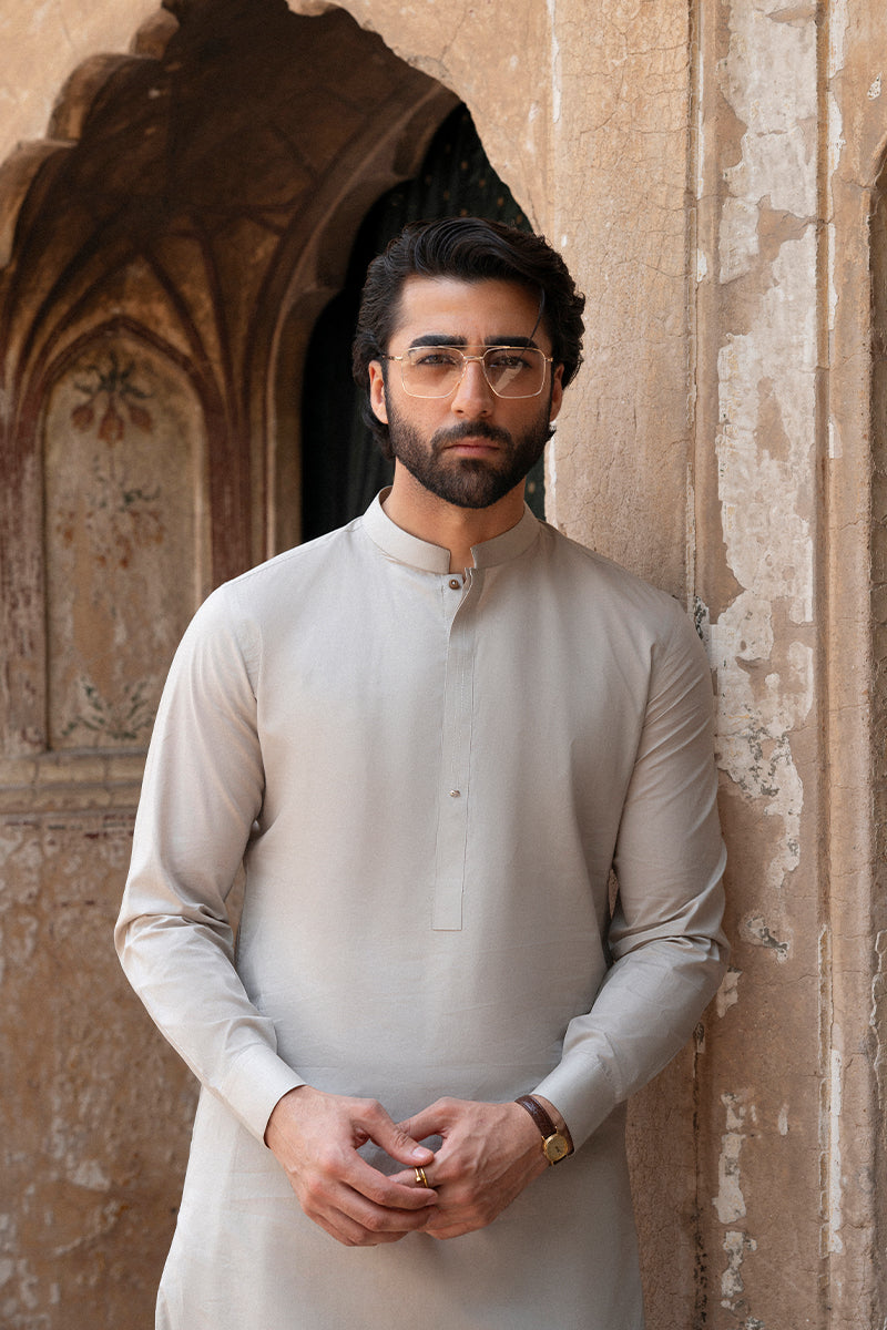 Sand Beige Egyptian Cotton Shalwar Kameez (2-Piece) - Image 1