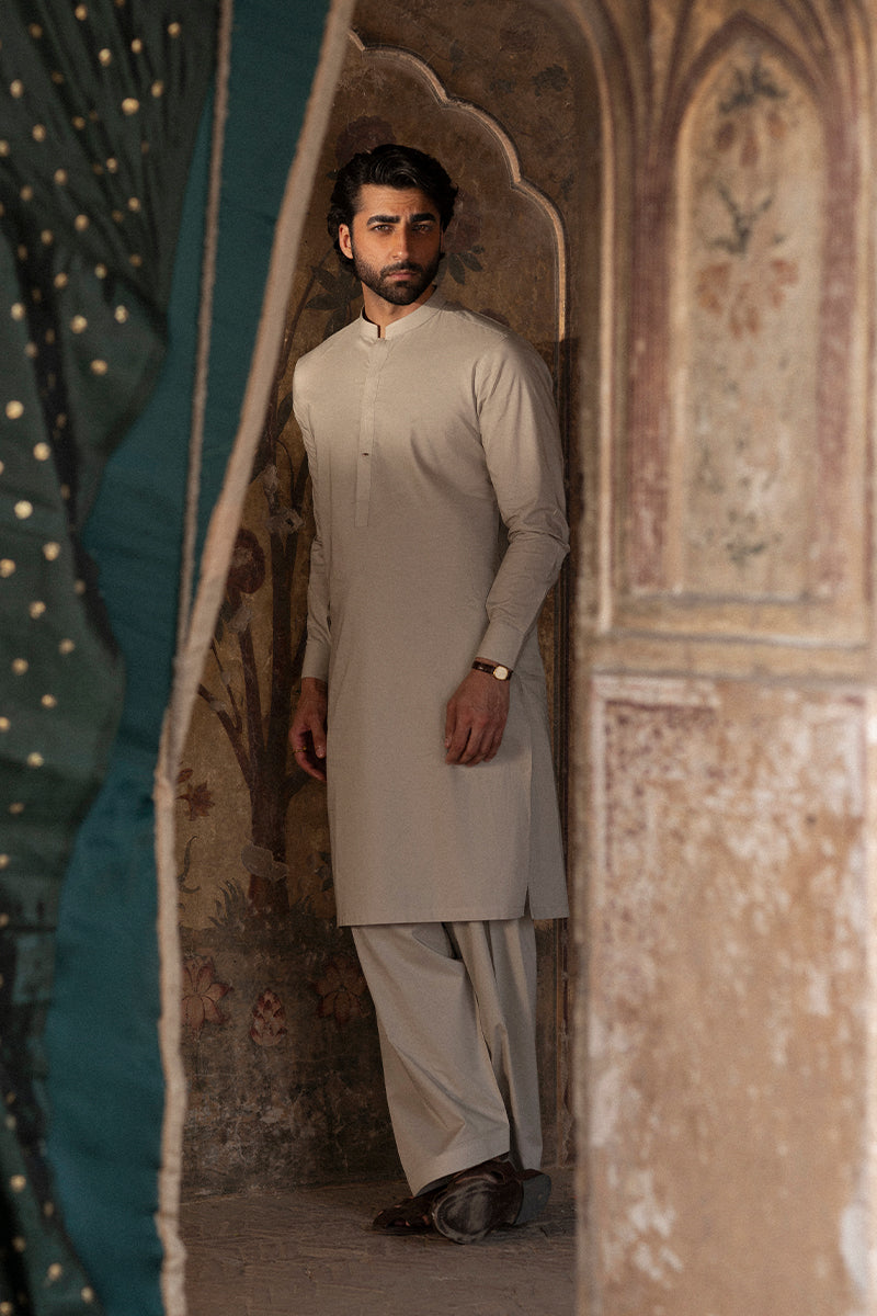 Sand Beige Egyptian Cotton Shalwar Kameez (2-Piece) - Image 3