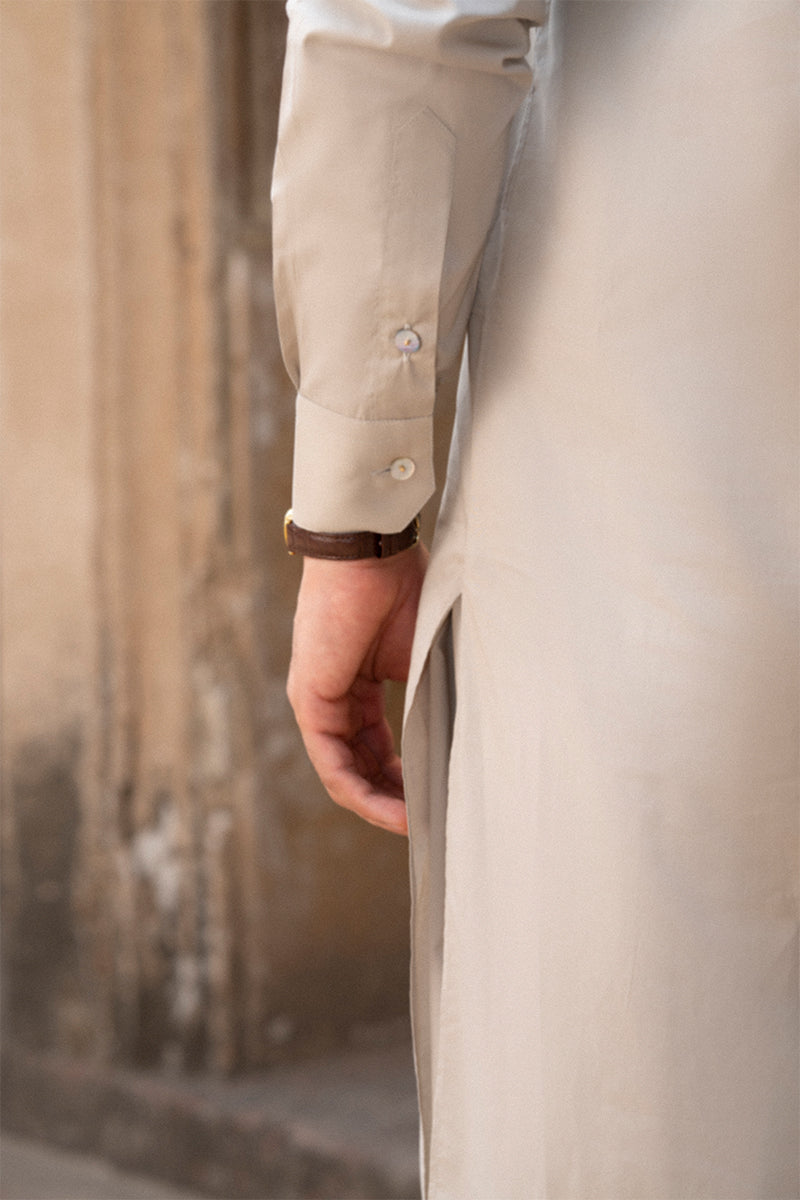 Sand Beige Egyptian Cotton Shalwar Kameez (2-Piece) - Image 4