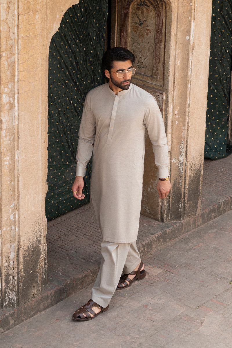 Sand Beige Egyptian Cotton Shalwar Kameez (2-Piece) - Image 5
