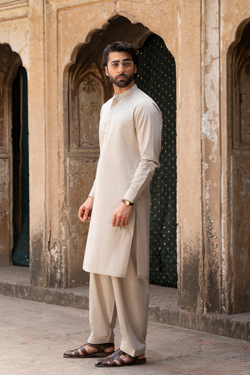 Sand Beige Egyptian Cotton Shalwar Kameez (2-Piece) - Image 6