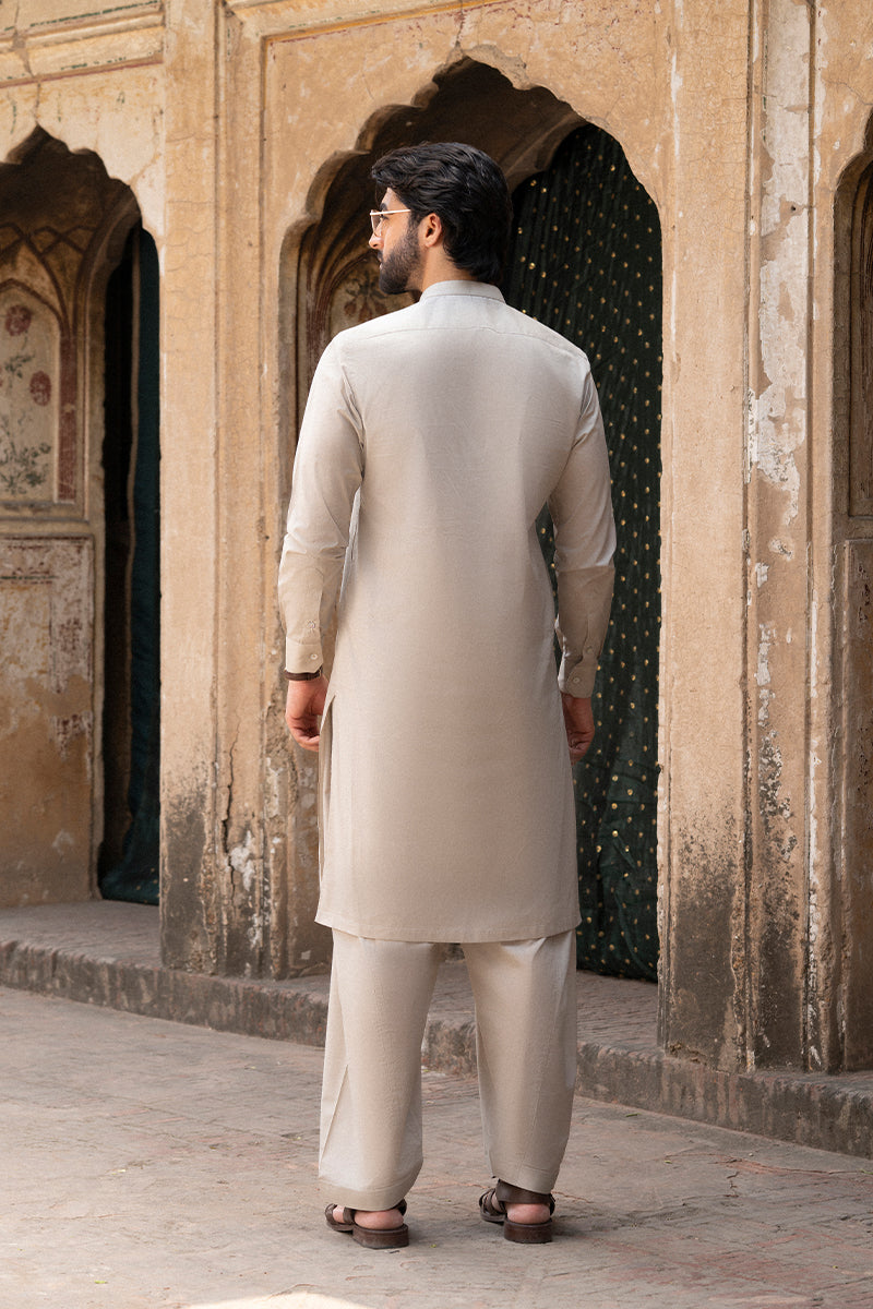 Sand Beige Egyptian Cotton Shalwar Kameez (2-Piece) - Image 7