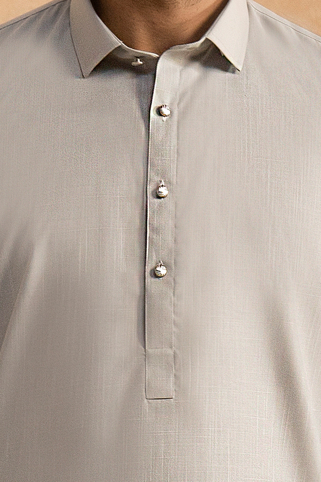 Beige Slub Textured Shalwar Kameez (2-Piece) - Image 4