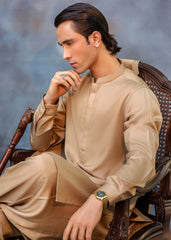 Brown Beige Ari Work Premium Suiting Shalwar Kameez (2-Piece) - Image 3