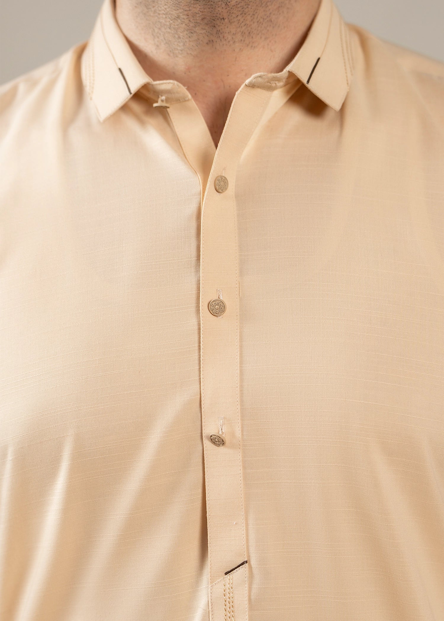 Skin Wash & Wear Collared Shalwar Kameez (2-Piece) - Image 4