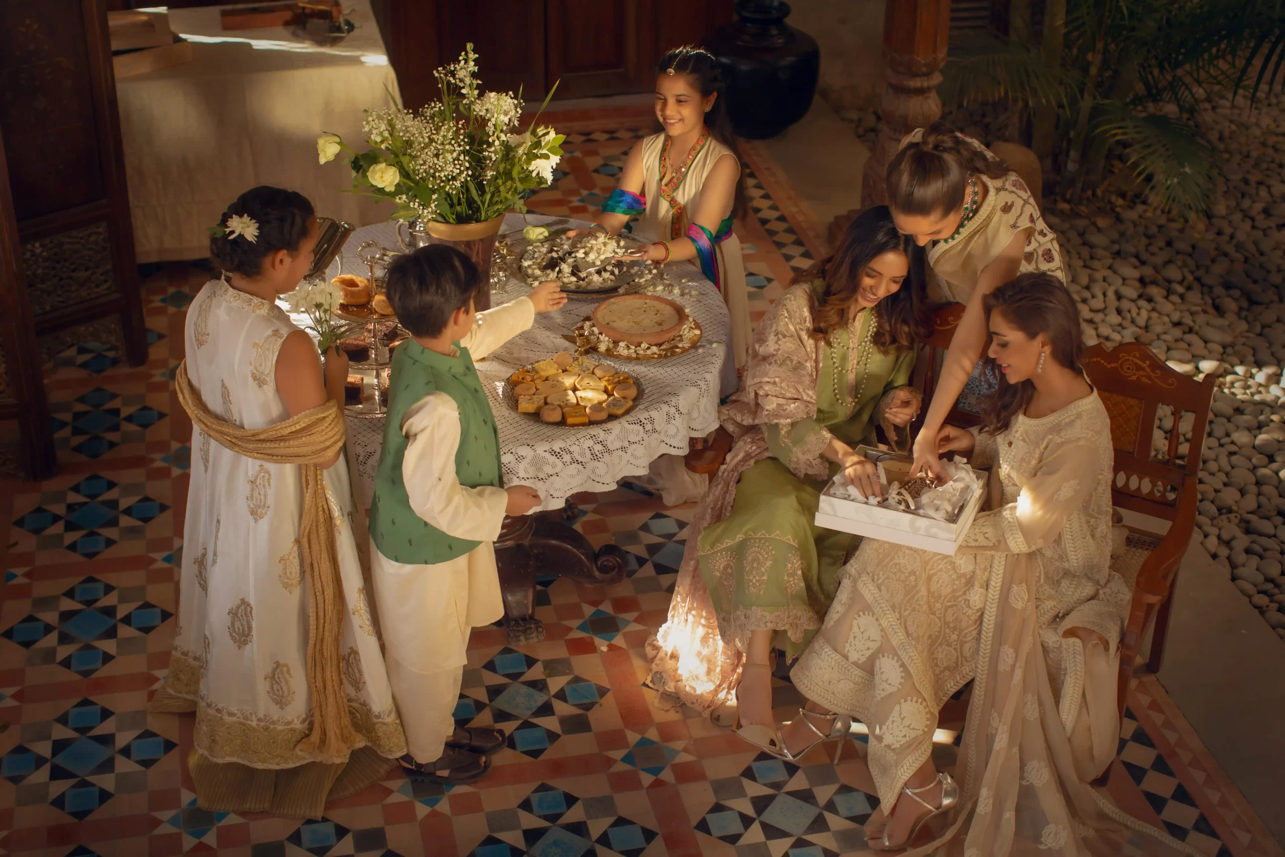 Pakistani Beige Embroidered Chiffon & Raw Silk Salwar Kameez (3-Piece) - Image 5