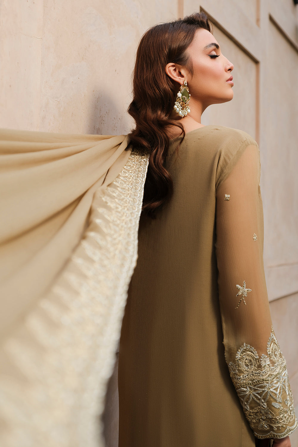 Pakistani Prairie Sand Embroidered Chiffon Salwar Kameez (3-Piece) - Image 2