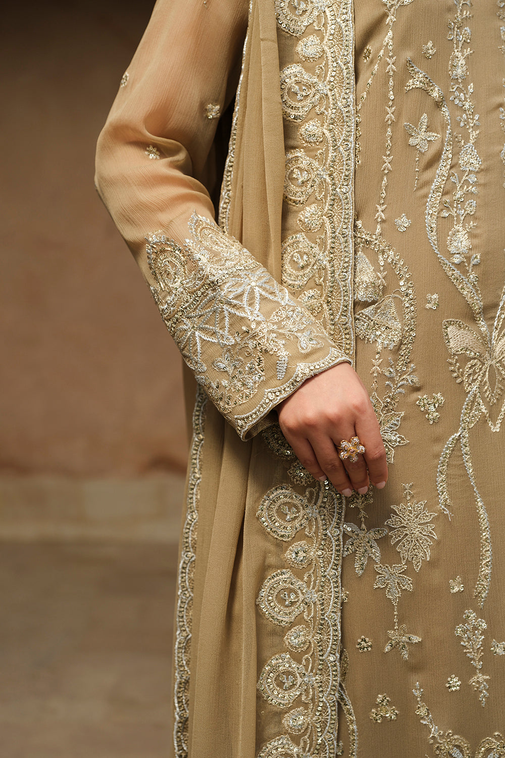 Pakistani Prairie Sand Embroidered Chiffon Salwar Kameez (3-Piece) - Image 4