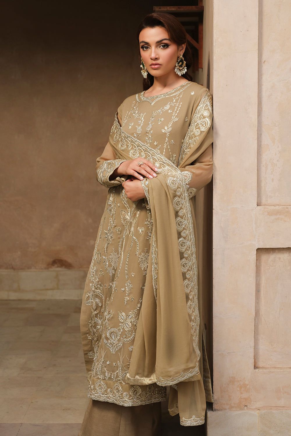 Pakistani Prairie Sand Embroidered Chiffon Salwar Kameez (3-Piece) - Image 5