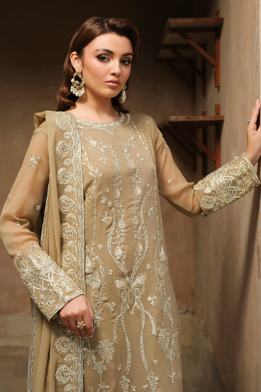 Pakistani Prairie Sand Embroidered Chiffon Salwar Kameez (3-Piece) - Image 6