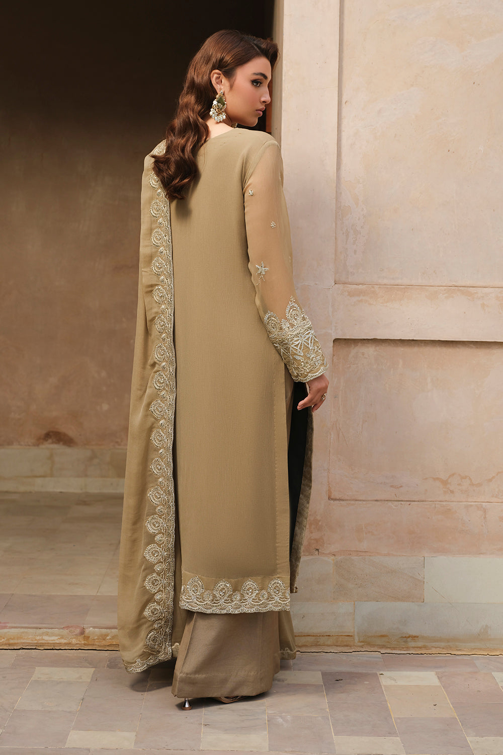 Pakistani Prairie Sand Embroidered Chiffon Salwar Kameez (3-Piece) - Image 8