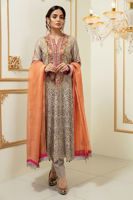 Beige Chikan Embroidered 3-Piece Salwar Kameez - Image 2