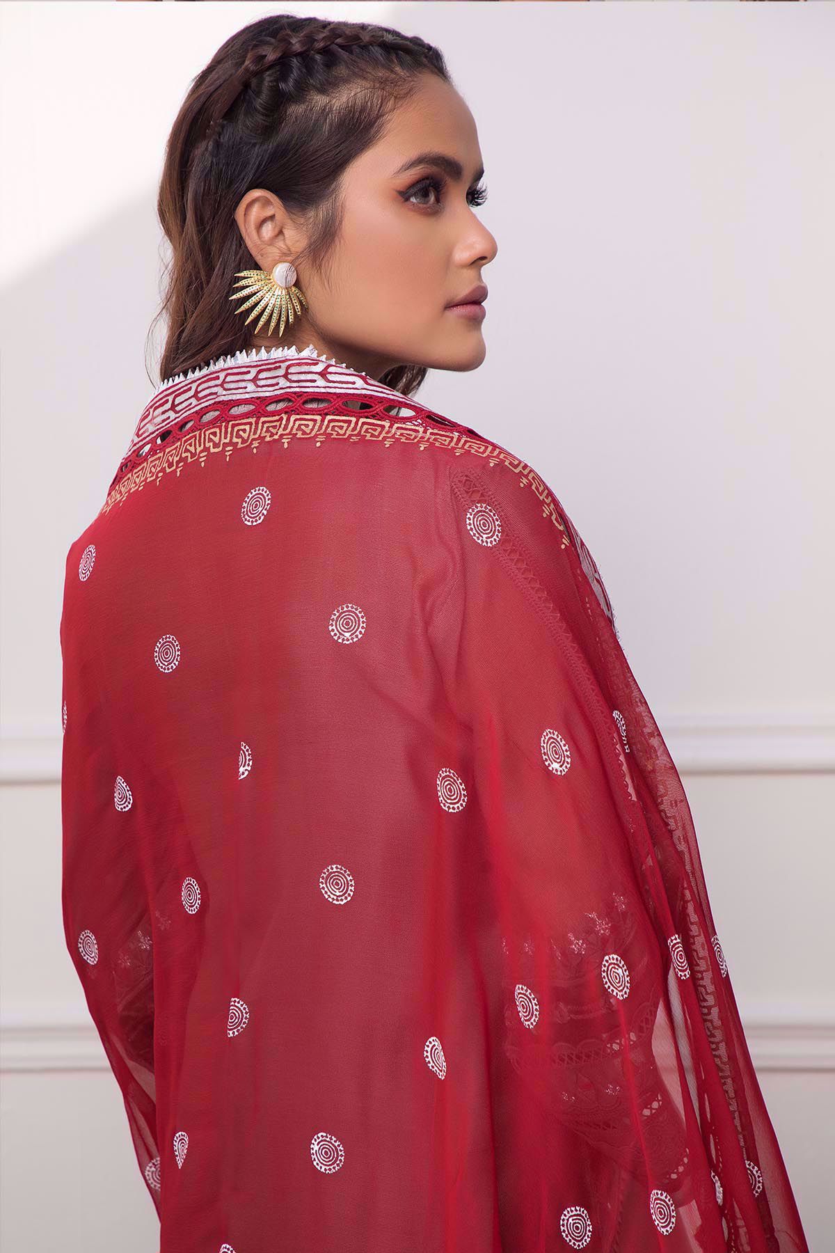 Pakistani Taupe Mirror Work Cotton Net Salwar Kameez (3-Piece) - Image 9