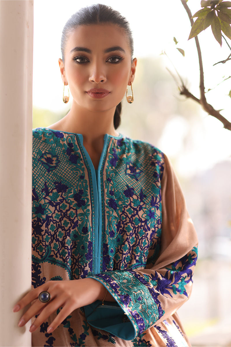 Pakistani Sesame Embroidered Cotton Net Salwar Kameez (3-Piece) - Image 5