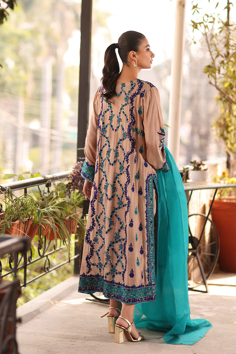 Pakistani Sesame Embroidered Cotton Net Salwar Kameez (3-Piece) - Image 6