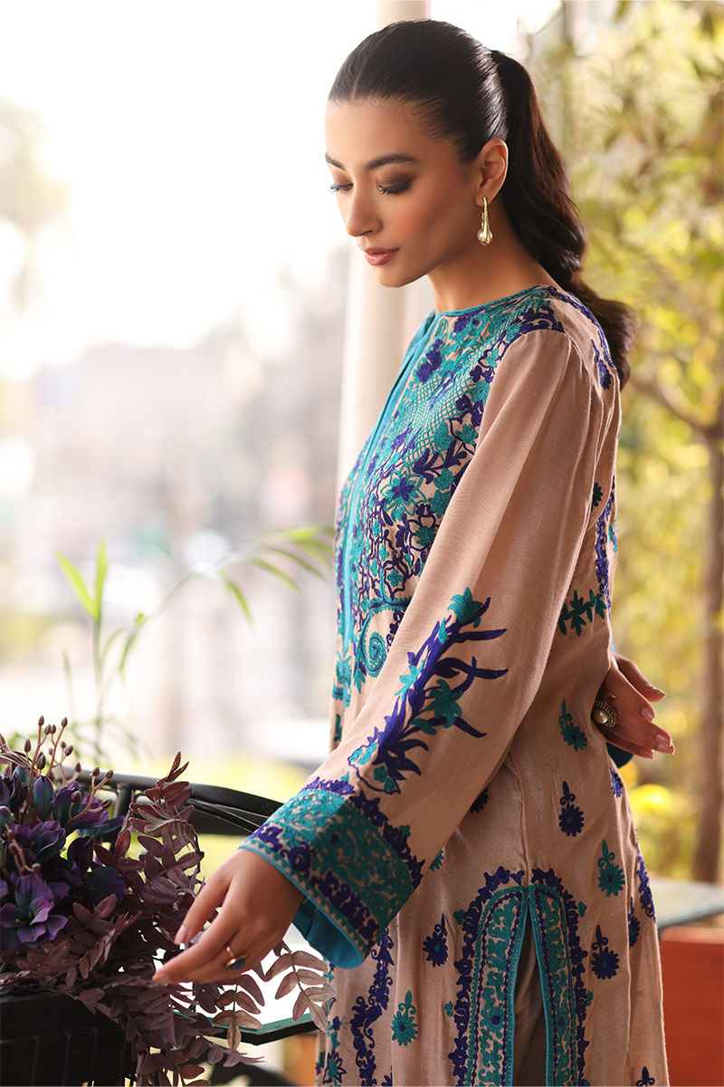 Pakistani Sesame Embroidered Cotton Net Salwar Kameez (3-Piece) - Image 7