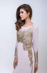 Pakistani Clay Beige Hand-Beaded Georgette Tunic (2-Piece) - Image 3