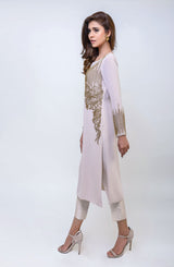 Pakistani Clay Beige Hand-Beaded Georgette Tunic (2-Piece) - Image 4