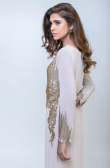 Pakistani Clay Beige Hand-Beaded Georgette Tunic (2-Piece) - Image 6