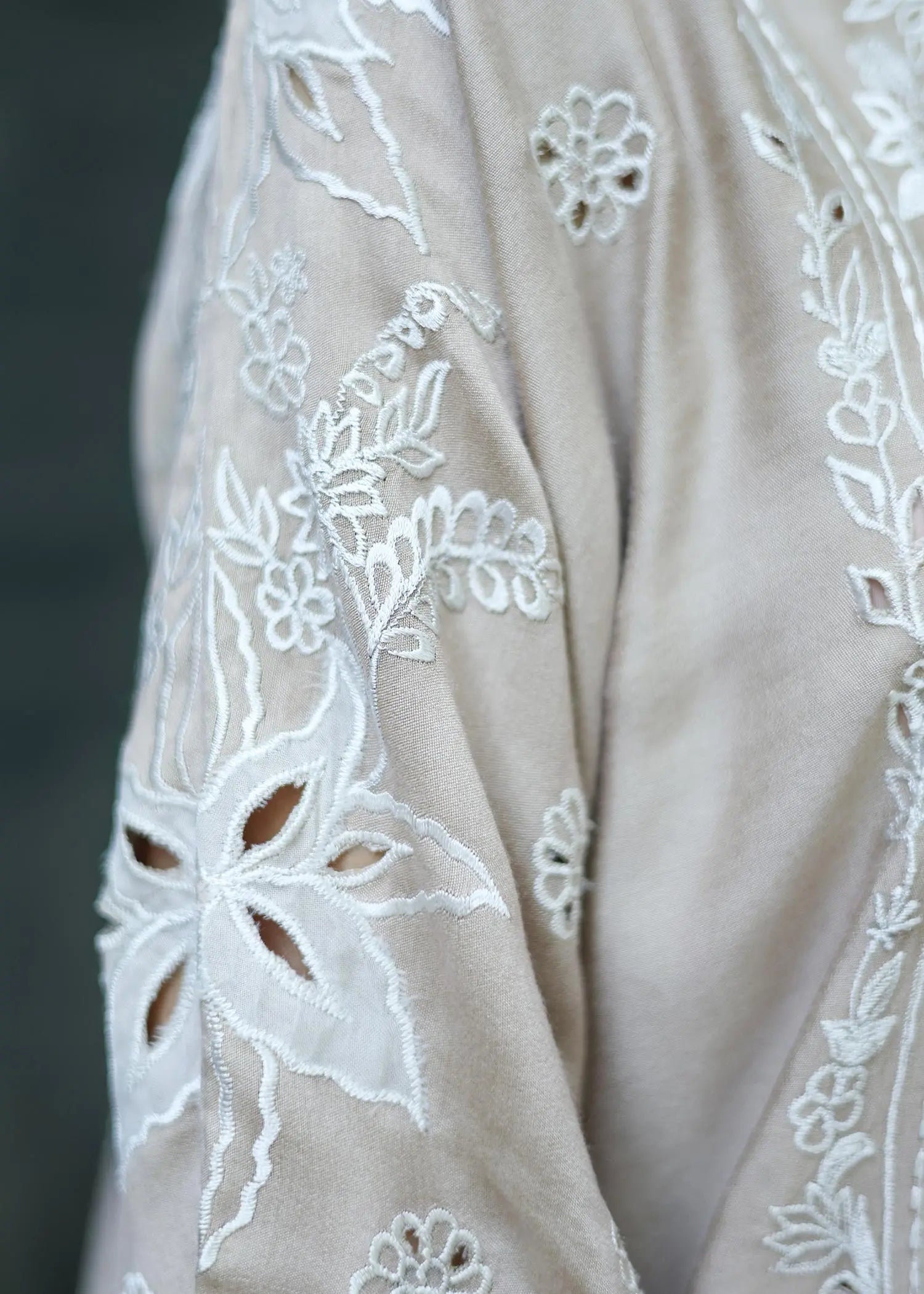 Beige Embroidered Khadi Silk Salwar Kameez (2-Piece) - Image 2