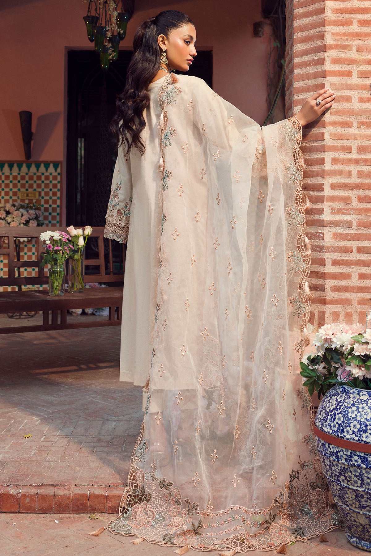 Beige Schiffli Embroidered Lawn 3-Piece Suit - Image 4