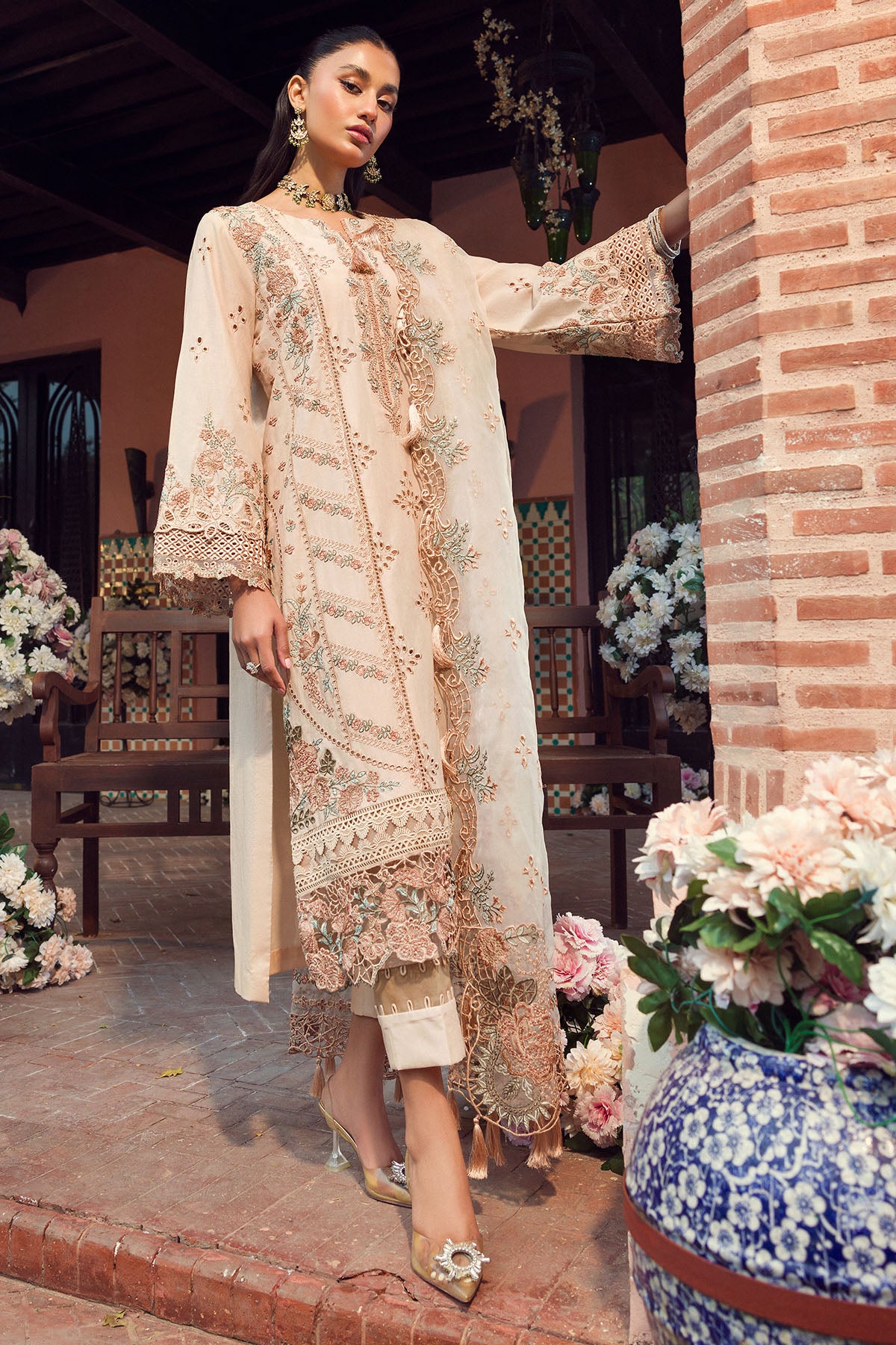 Beige Schiffli Embroidered Lawn 3-Piece Suit - Image 8