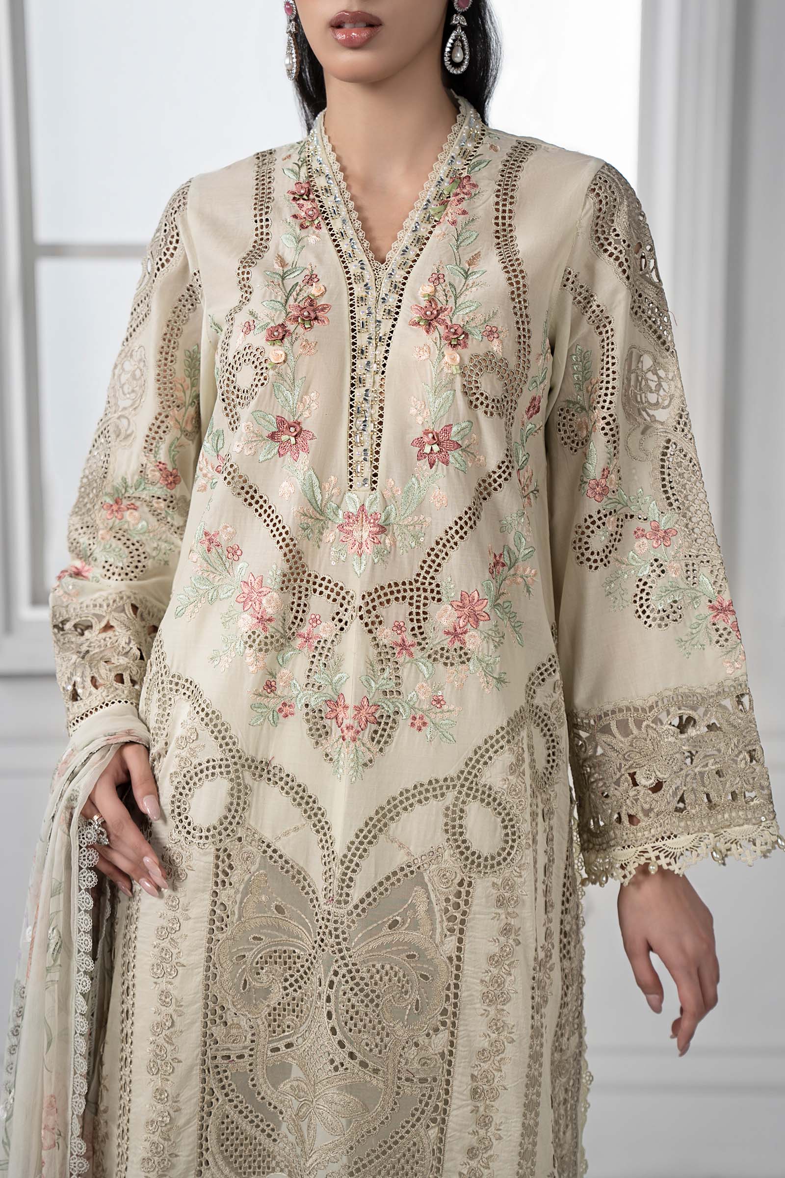 Beige Embroidered Lawn 3-Piece Suit - Image 4