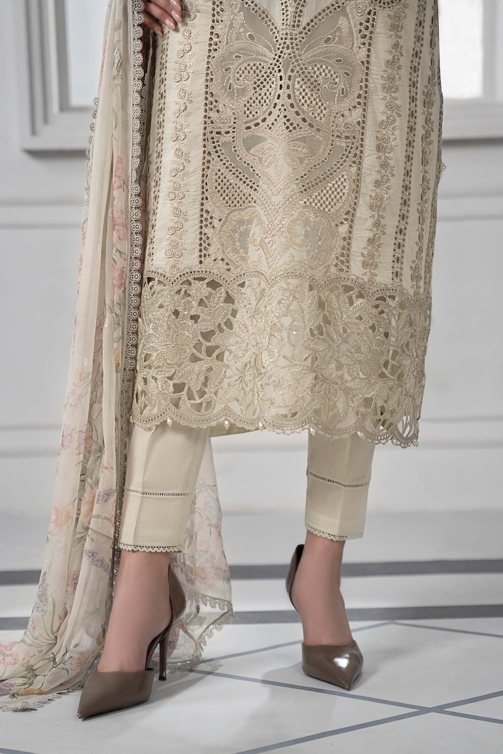 Beige Embroidered Lawn 3-Piece Suit - Image 5