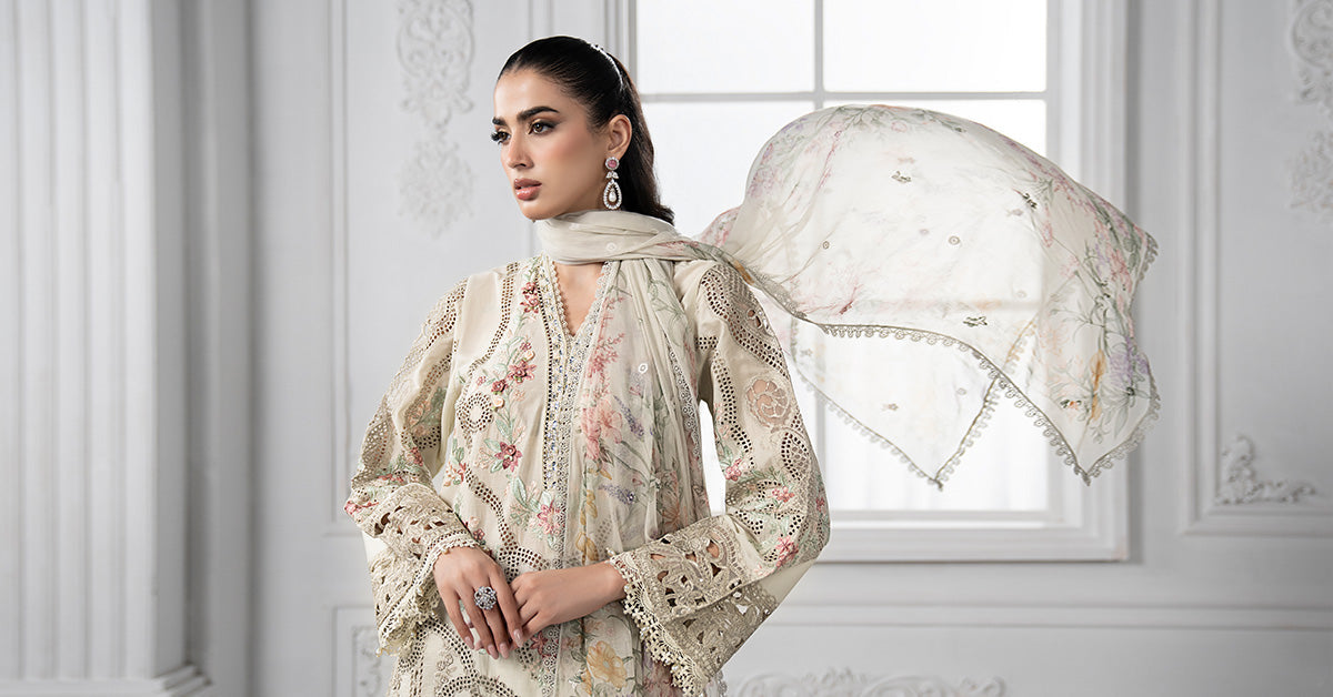 Beige Embroidered Lawn 3-Piece Suit - Image 8