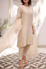 Pakistani Beige Embroidered Korean Raw Silk Salwar Kameez (3-Piece) - Image 3