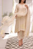 Pakistani Beige Embroidered Korean Raw Silk Salwar Kameez (3-Piece) - Image 4