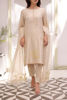 Pakistani Beige Embroidered Korean Raw Silk Salwar Kameez (3-Piece) - Image 5