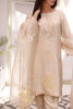 Pakistani Beige Embroidered Korean Raw Silk Salwar Kameez (3-Piece) - Image 6