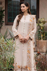 Pakistani Beige Cutwork Raw Silk Salwar Kameez (3-Piece) - Image 4