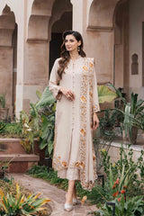 Pakistani Beige Cutwork Raw Silk Salwar Kameez (3-Piece) - Image 7