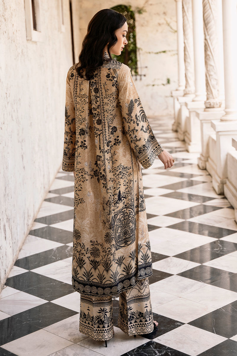 Pakistani Taupe Digital Print Raw Silk Salwar Kameez (2-Piece) - Image 3