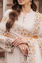 Pakistani Beige Cutwork Raw Silk Salwar Kameez (3-Piece) - Image 8