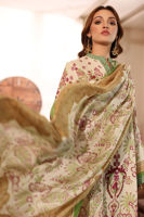 Pakistani Beige Printed Silk Salwar Kameez (3-Piece) - Image 4