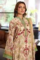 Pakistani Beige Printed Silk Salwar Kameez (3-Piece) - Image 6