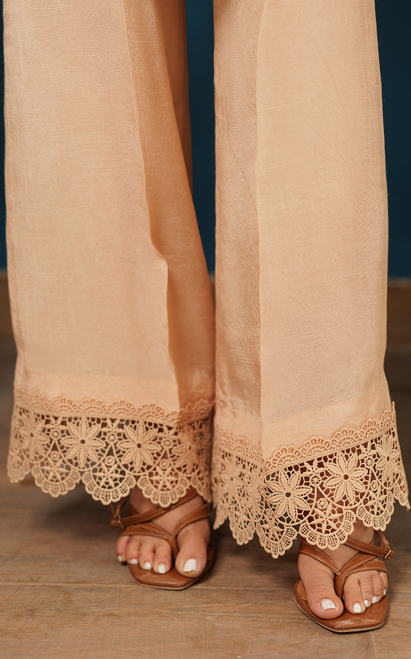 Pakistani Beige Floral Printed Viscose Silk Tunic (2-Piece) - Image 5