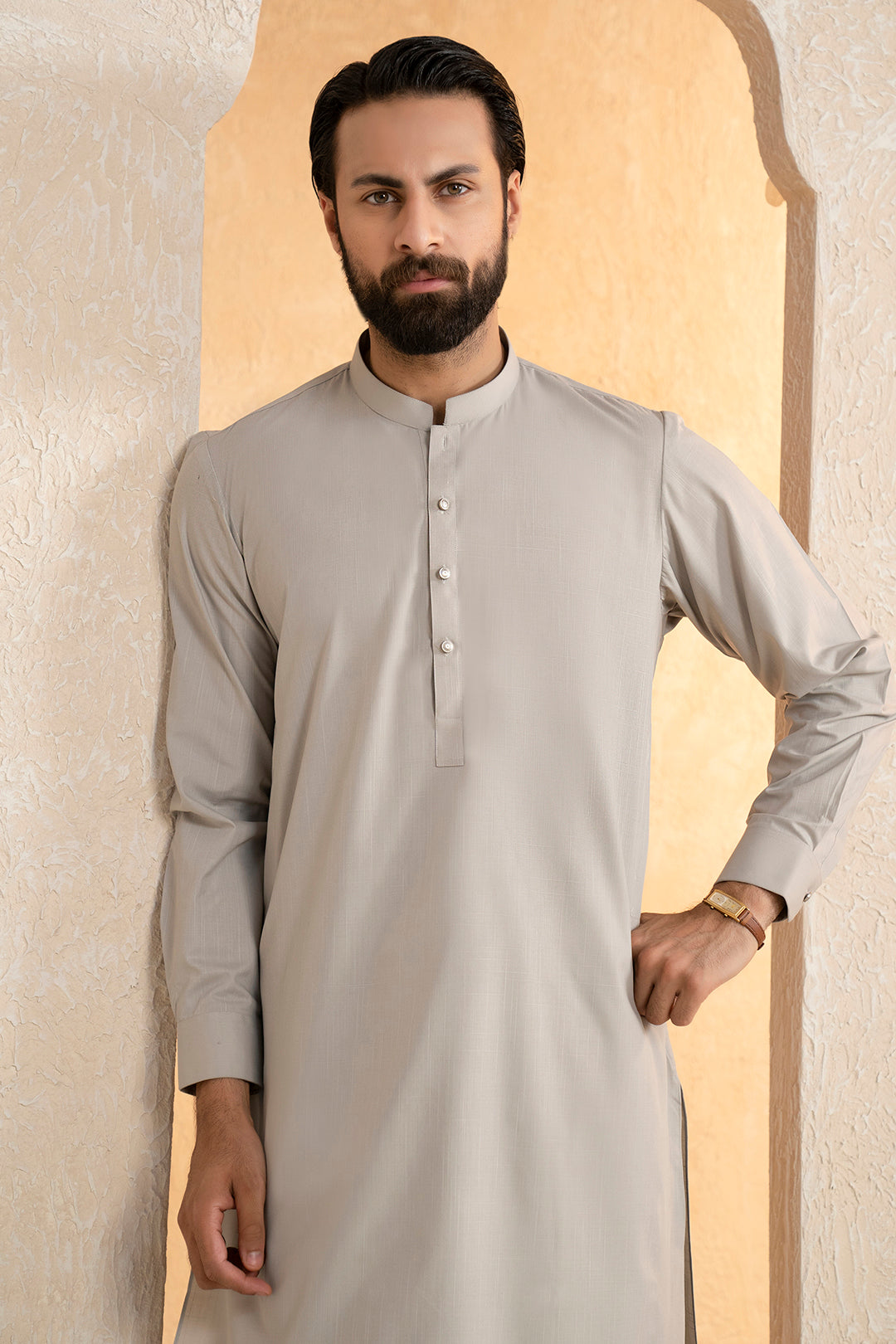 Stone Slub Textured Blended Fabric Shalwar Kameez (2-Piece) - Image 3
