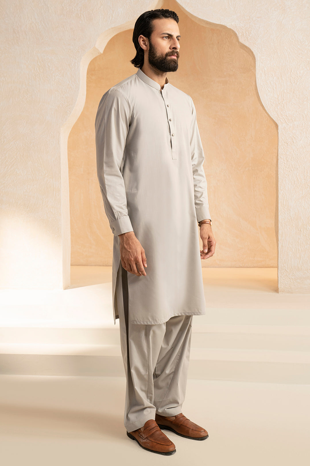 Stone Slub Textured Blended Fabric Shalwar Kameez (2-Piece) - Image 4