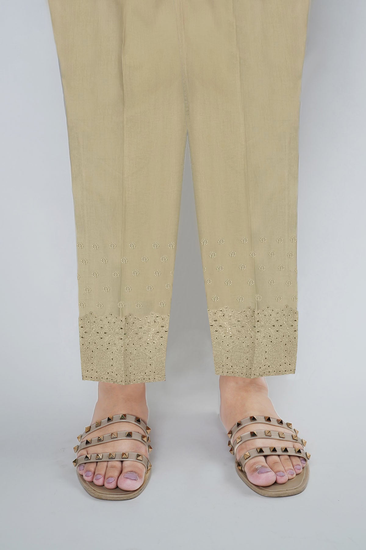 Pakistani Skin Embroidered Cotton Trouser (1-Pc) - Image 1