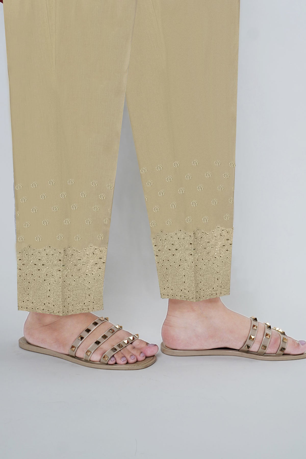Pakistani Skin Embroidered Cotton Trouser (1-Pc) - Image 2
