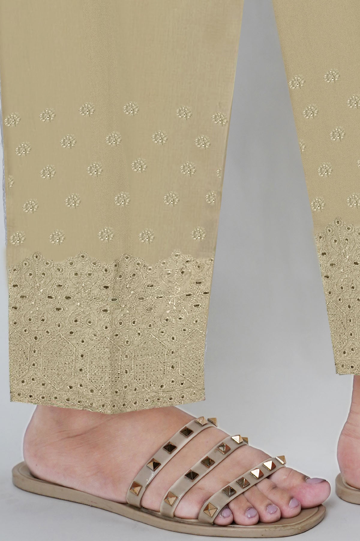 Pakistani Skin Embroidered Cotton Trouser (1-Pc) - Image 3