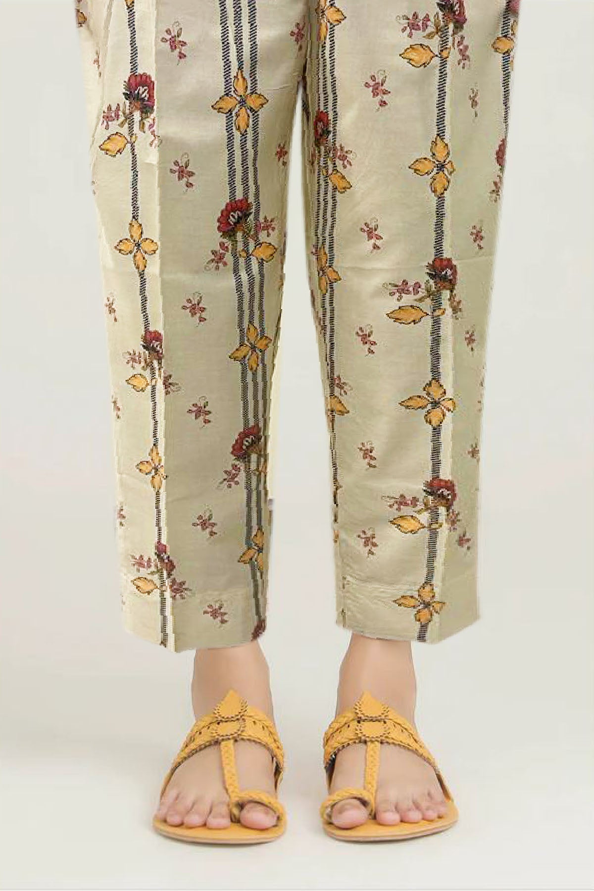 Beige Digital Printed Cotton Trouser (1-Pc) - Image 1