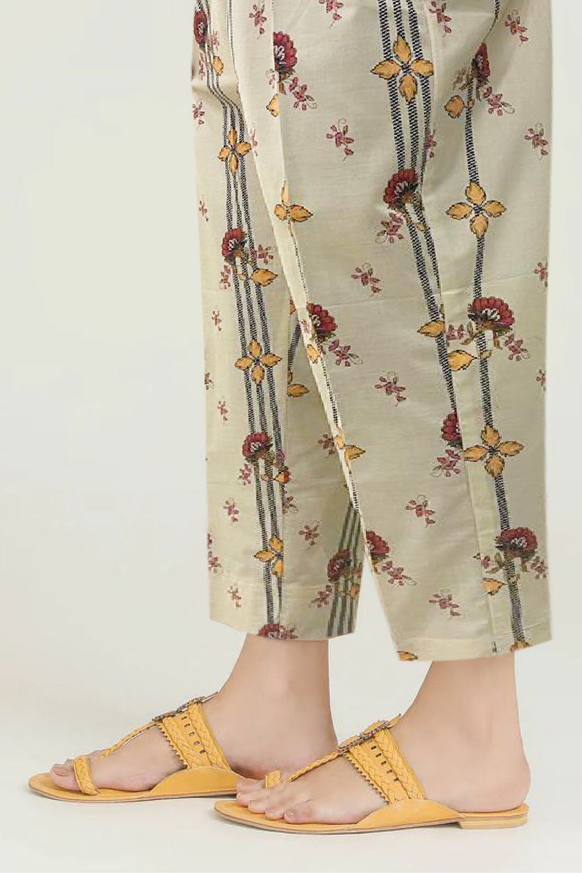 Beige Digital Printed Cotton Trouser (1-Pc) - Image 2