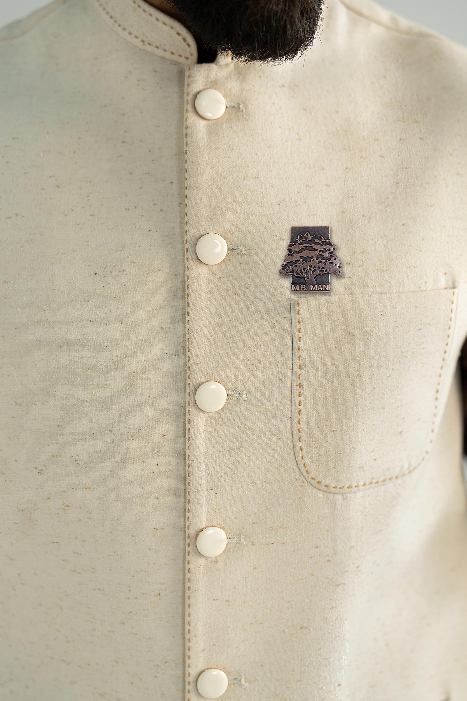 Natural Karandi Formal Waistcoat (1-Pc) - Image 4