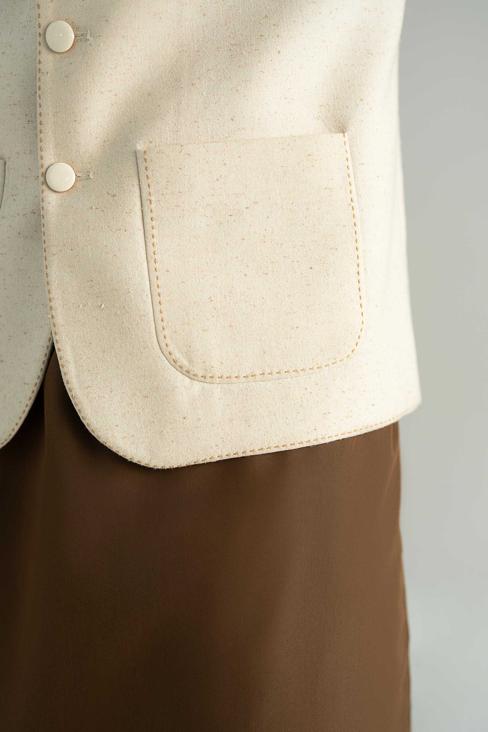 Natural Karandi Formal Waistcoat (1-Pc) - Image 6