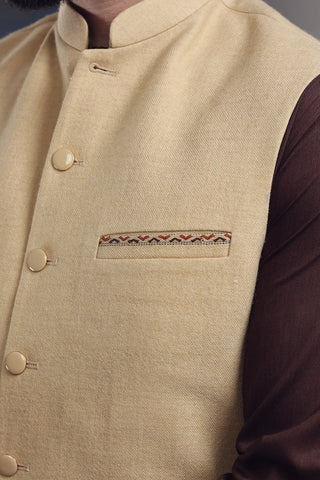 Skin Embroidered Acrylic-Wool Tweed Waistcoat (3-Piece) - Image 3